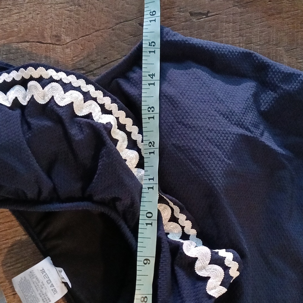 NWT J.Crew One Shoulder Ruffle One Piece Swimsuit Navy Size 6 - Picture 6 of 8